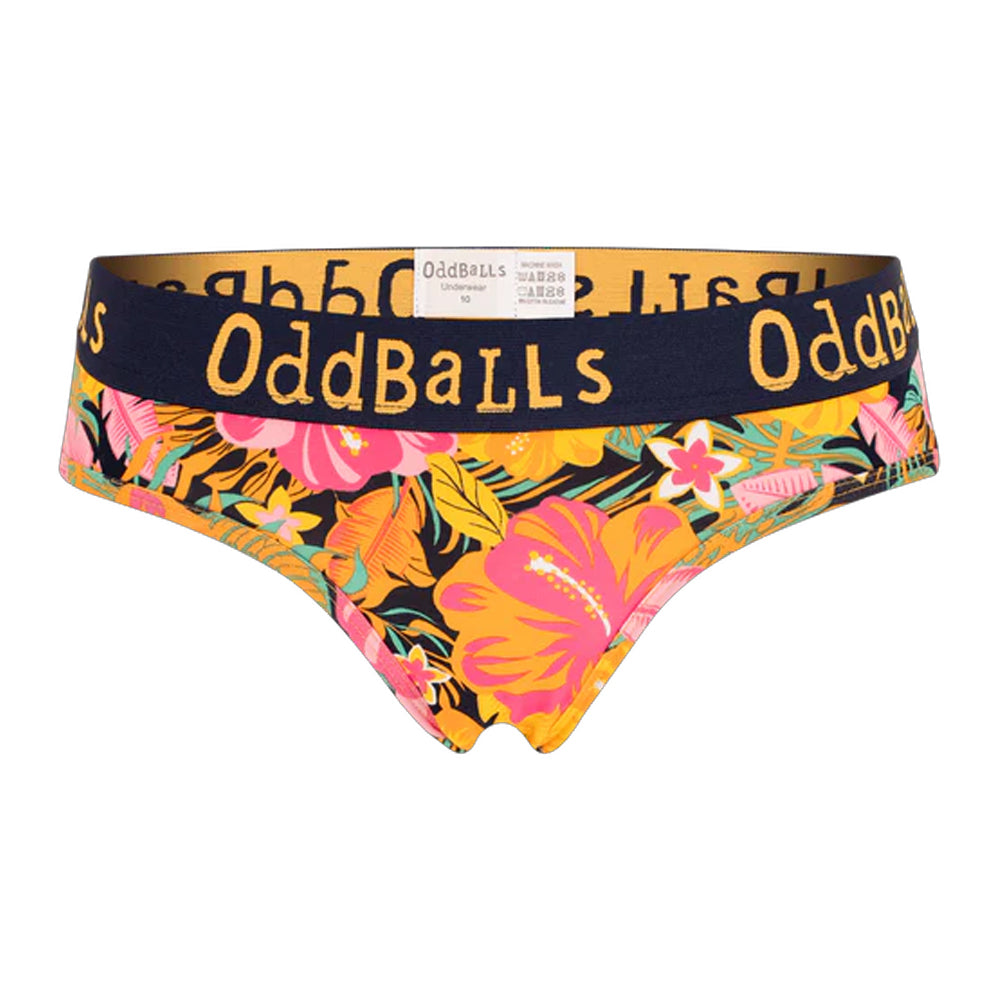 Multicoloured - Front - OddBalls Womens-Ladies Hibiscus Briefs
