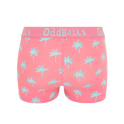 Pink - Back - OddBalls Womens-Ladies Life´s A Beach Boxer Shorts