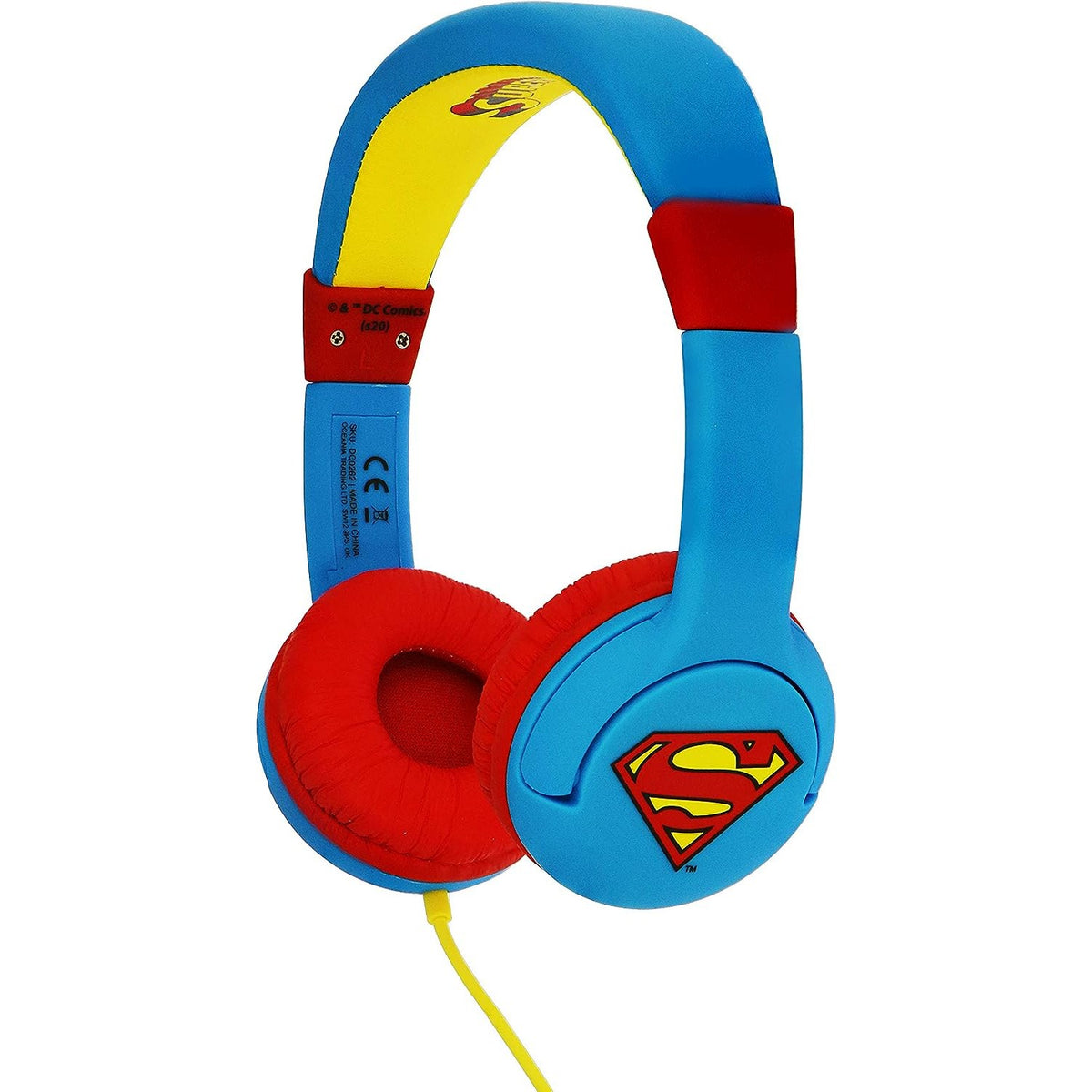 Blue-Red-Yellow - Front - Superman Childrens-Kids Logo On-Ear Headphones