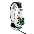 Black-White - Front - Harry Potter Childrens-Kids Hogwarts Crest On-Ear Headphones