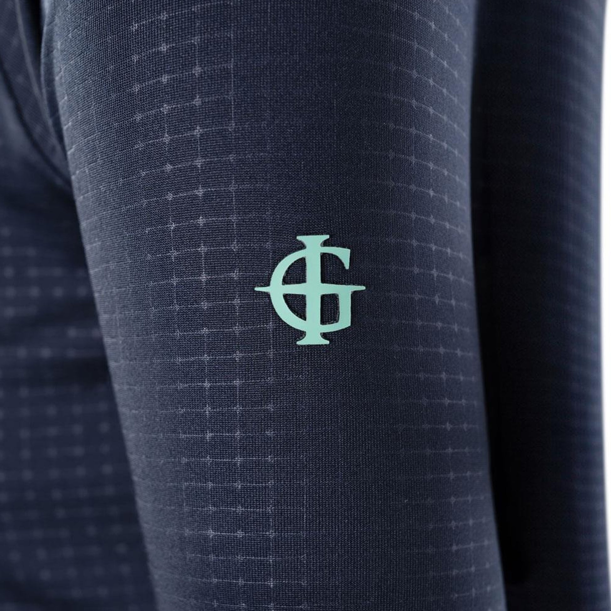 Navy - Side - Island Green Womens-Ladies Embossed Full Zip Jacket