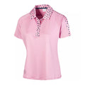 Pink-Navy - Front - Island Green Womens-Ladies Printed Raglan Golf Polo Shirt