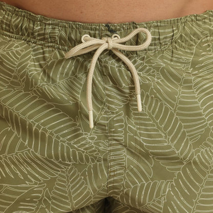 Khaki Green - Lifestyle - RIPT Essentials Mens Leaf Print Swim Shorts