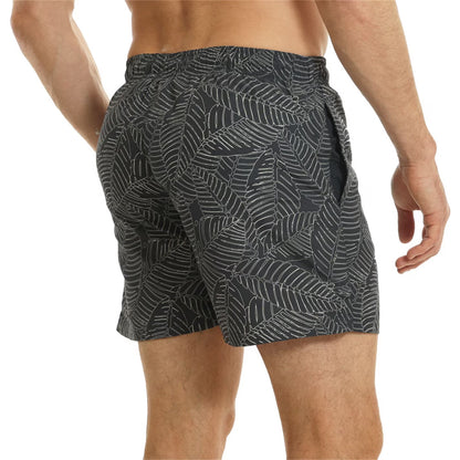 Navy Blue - Back - RIPT Essentials Mens Leaf Print Swim Shorts