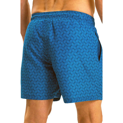 Blue - Back - RIPT Essentials Mens Swirl Print Swim Shorts