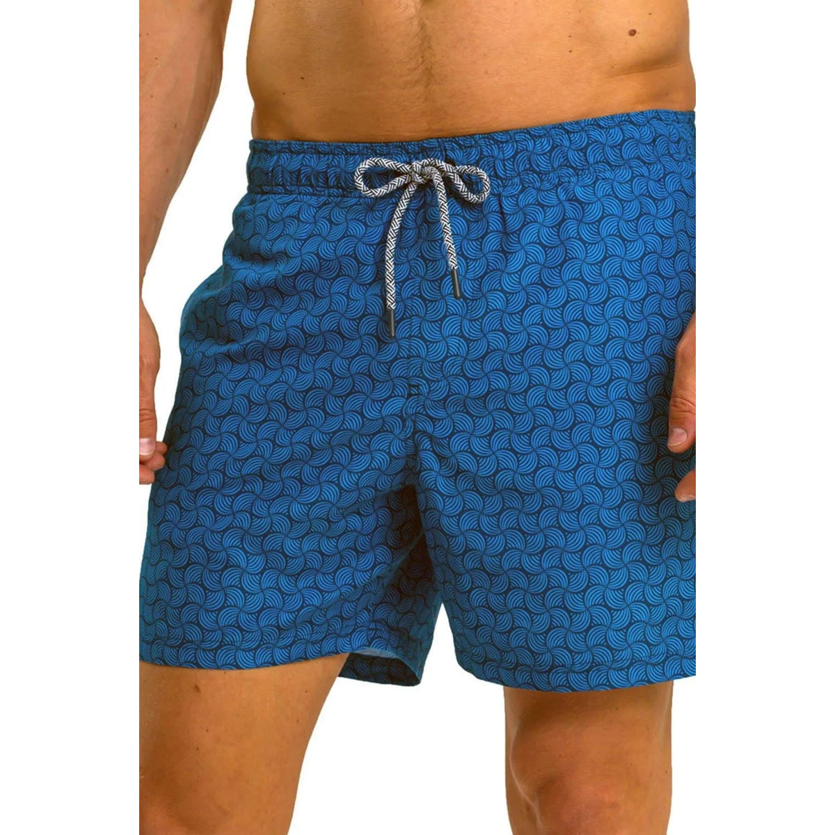 Blue - Side - RIPT Essentials Mens Swirl Print Swim Shorts