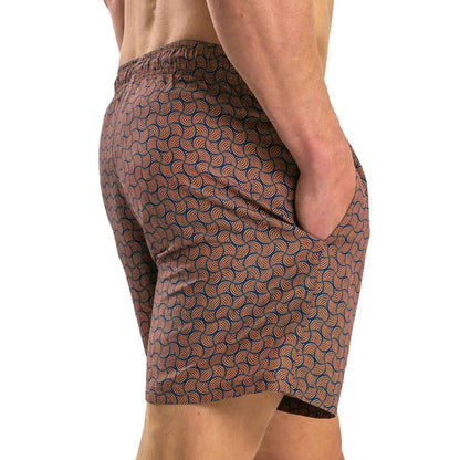 Orange - Side - RIPT Essentials Mens Swirl Print Swim Shorts