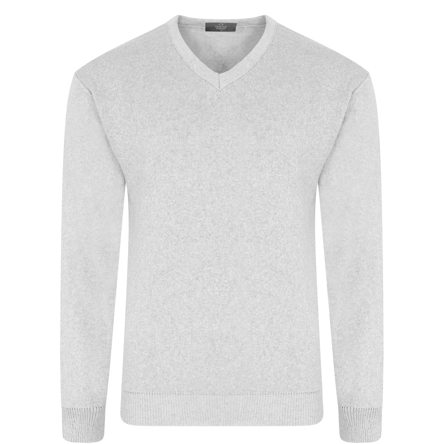 Light Grey - Front - CastlePoint Mens Knitted V Neck Jumper