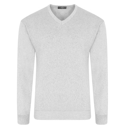 Light Grey - Front - CastlePoint Mens Knitted V Neck Jumper