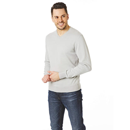 Light Grey - Pack Shot - CastlePoint Mens Knitted V Neck Jumper