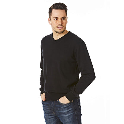 Black - Pack Shot - CastlePoint Mens Knitted V Neck Jumper
