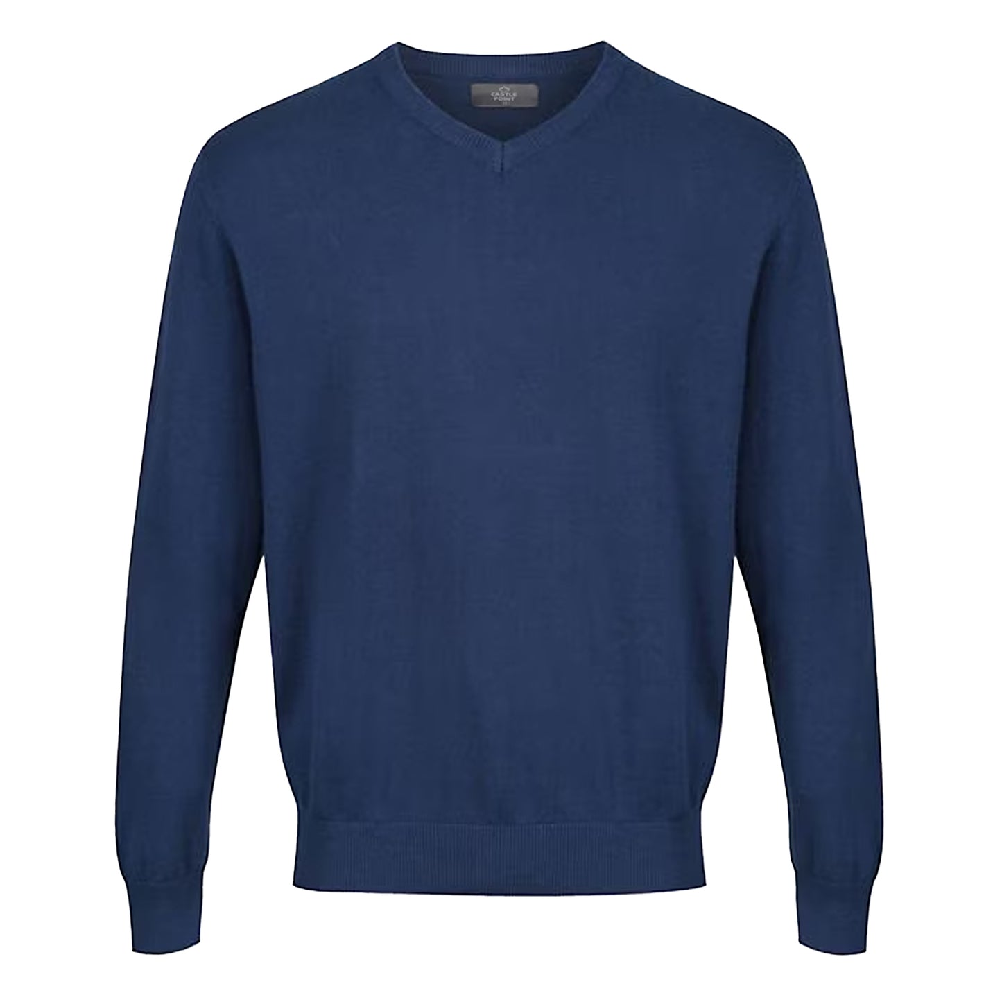 Denim - Front - CastlePoint Mens Knitted V Neck Jumper