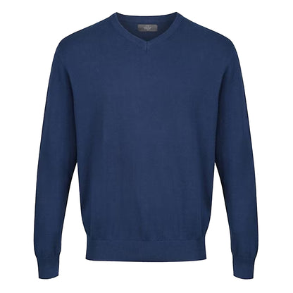 Denim - Front - CastlePoint Mens Knitted V Neck Jumper