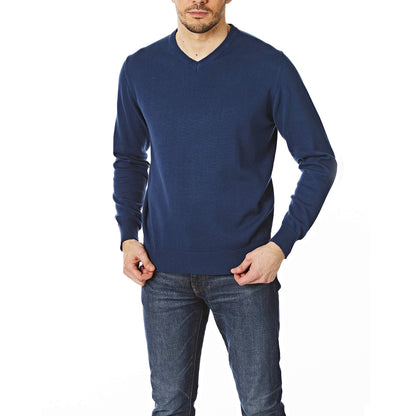 Denim - Side - CastlePoint Mens Knitted V Neck Jumper