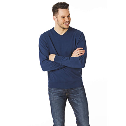 Denim - Pack Shot - CastlePoint Mens Knitted V Neck Jumper