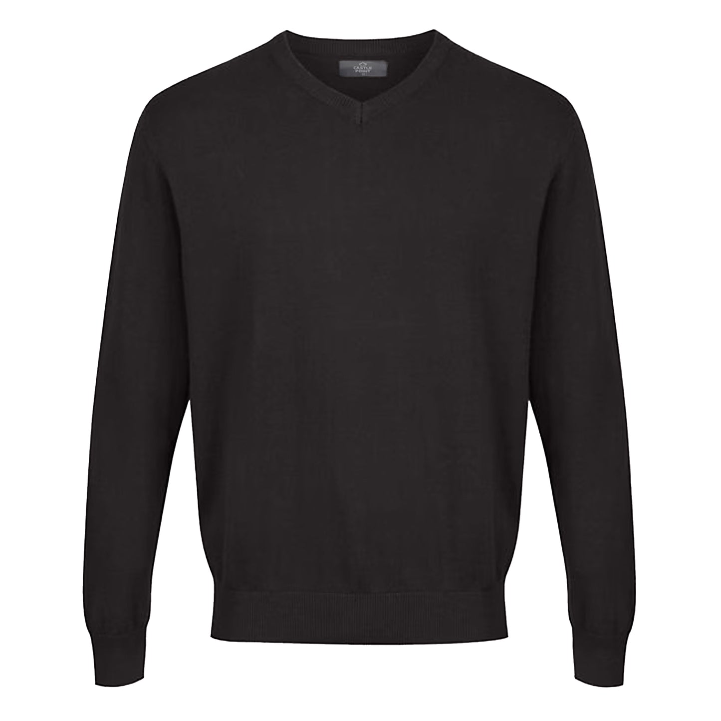 Black - Front - CastlePoint Mens Knitted V Neck Jumper