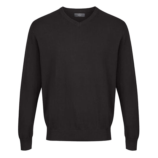 Black - Front - CastlePoint Mens Knitted V Neck Jumper