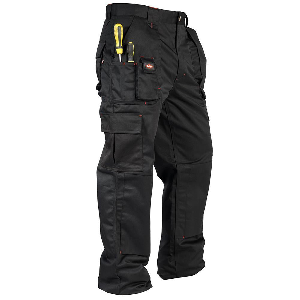 Black - Front - Lee Cooper Mens Multi Pocket Work Trousers