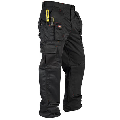 Black - Front - Lee Cooper Mens Multi Pocket Work Trousers