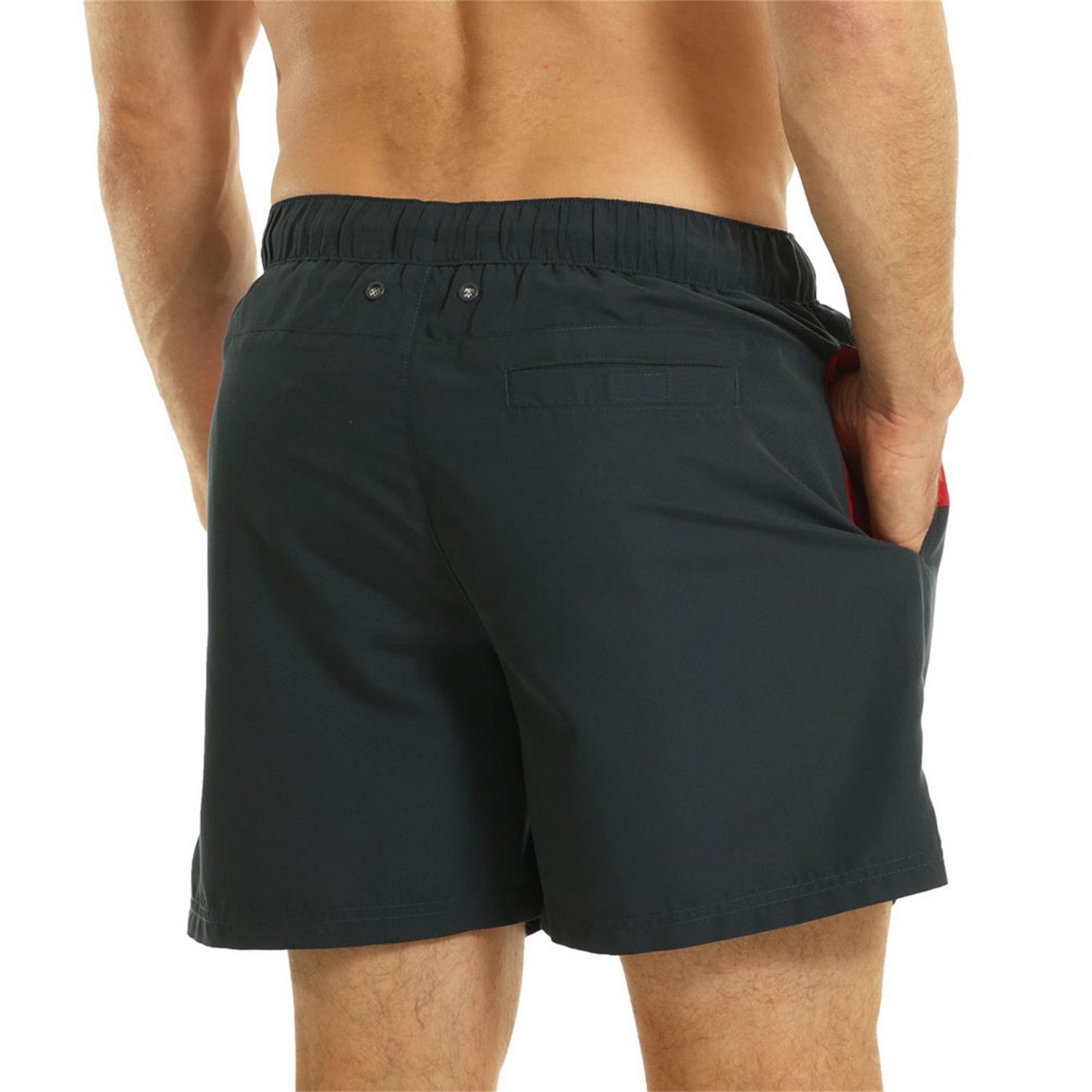 Navy Blue-Red - Back - RIPT Essentials Mens Contrast Striped Swim Shorts