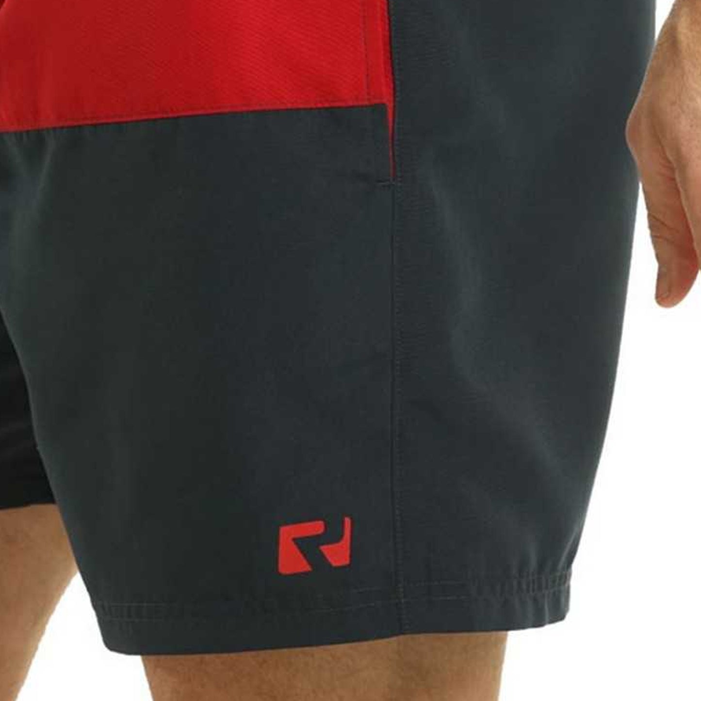Navy Blue-Red - Lifestyle - RIPT Essentials Mens Contrast Striped Swim Shorts