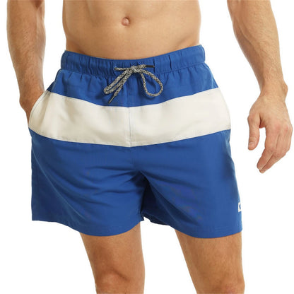 Royal Blue-White - Front - RIPT Essentials Mens Contrast Striped Swim Shorts
