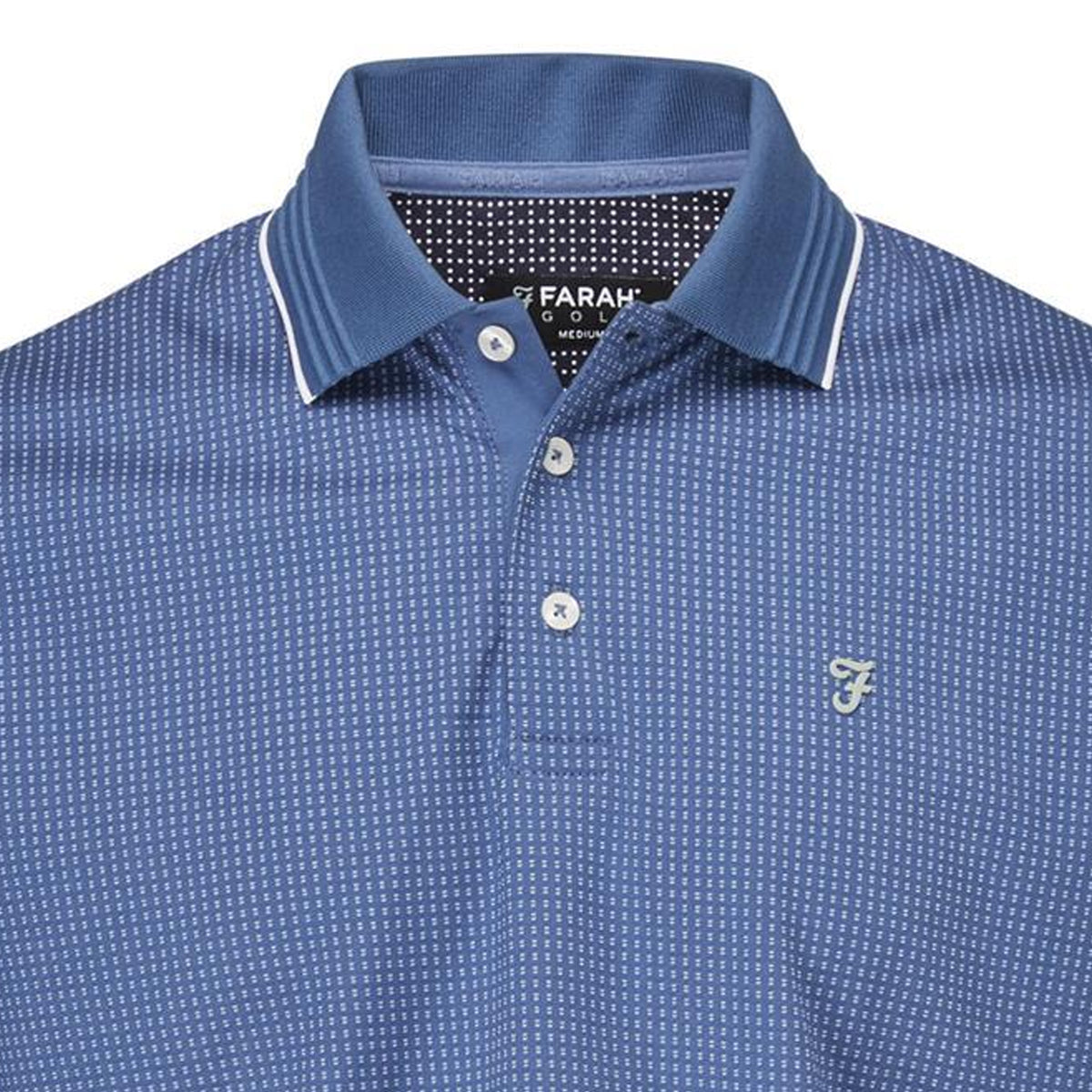 Dusky Blue-White - Side - Farah Mens Ferris Polo Shirt