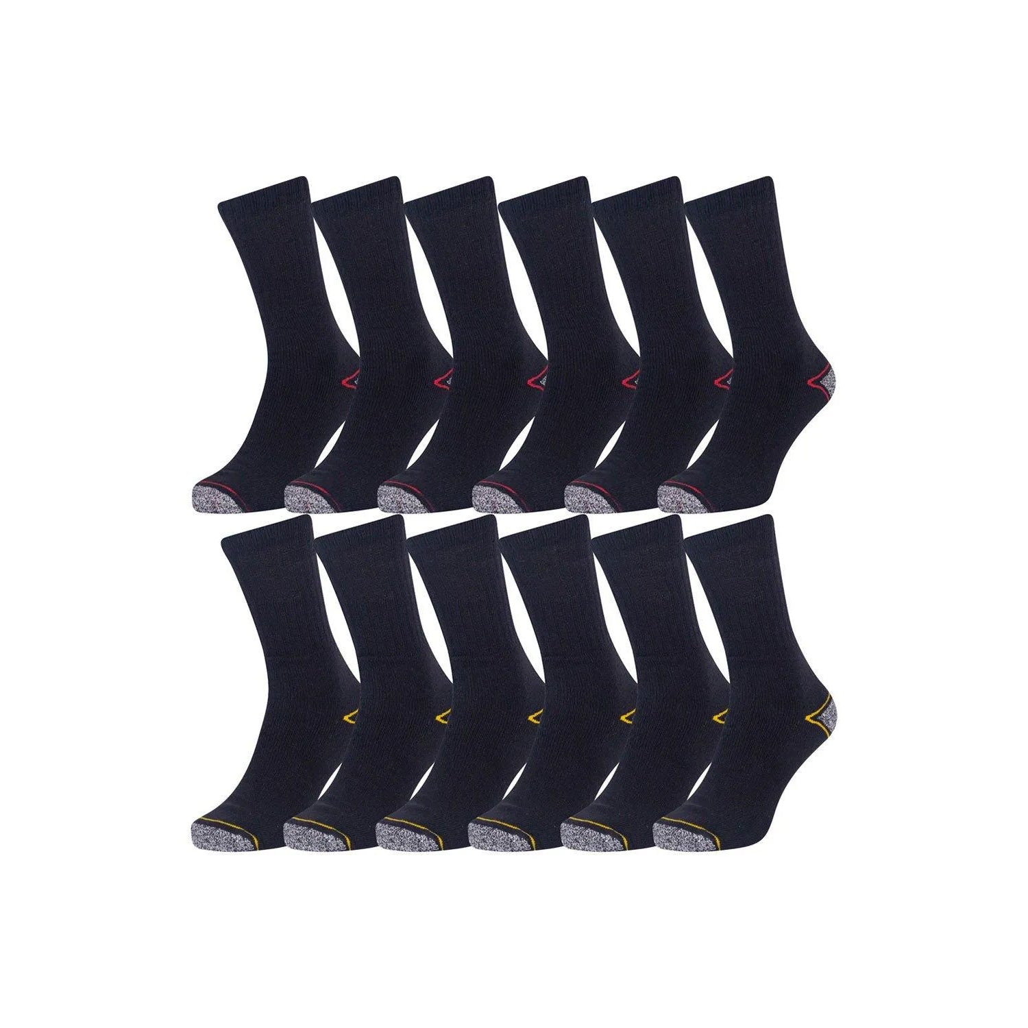 Black-Grey - Front - Iron Mountain Mens Heavy Duty Work Socks (Pack of 12)