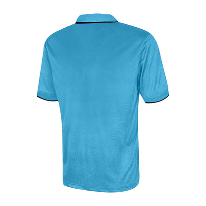 Turquoise - Back - Under Par Mens Waffle Knit Polo Shirt