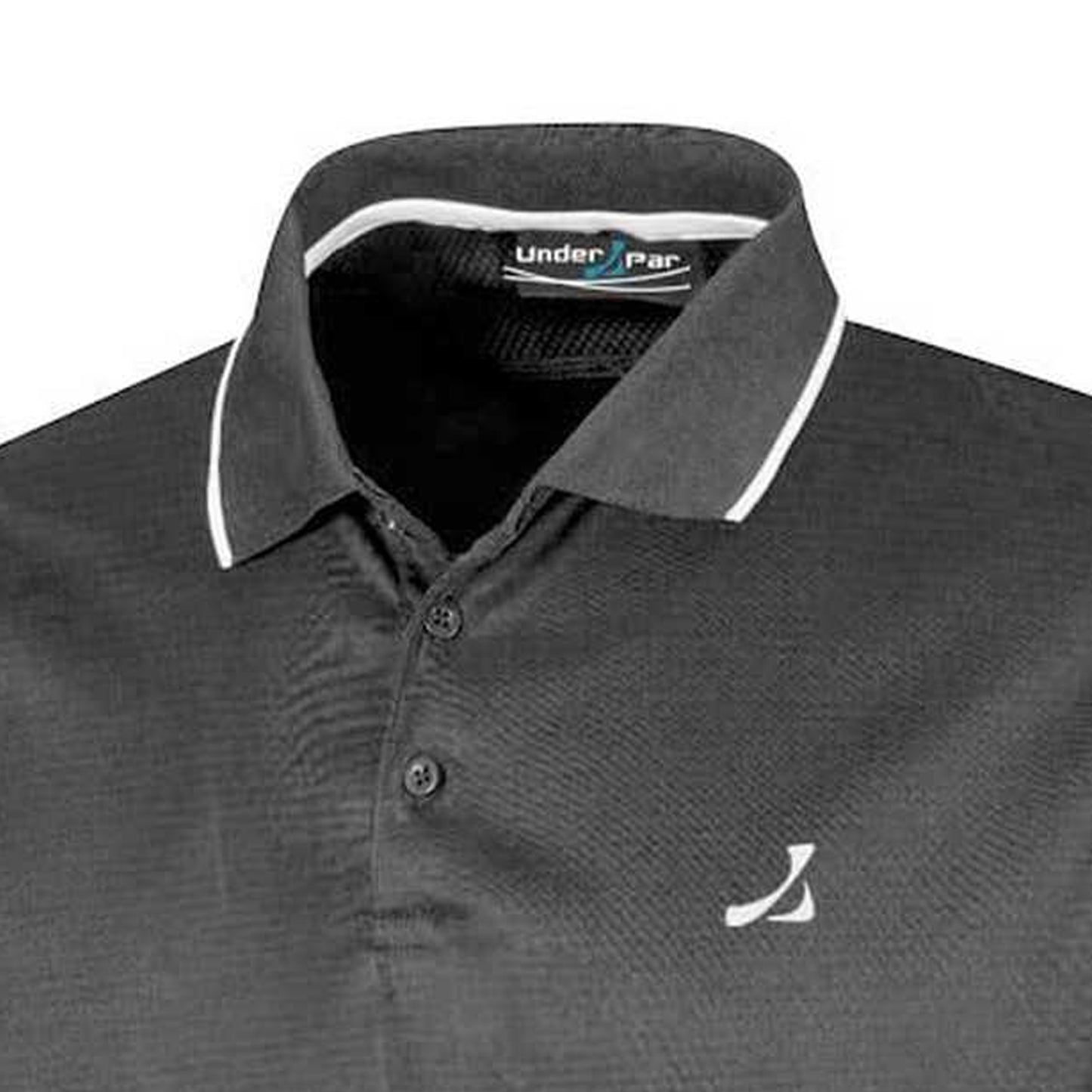 Charcoal - Side - Under Par Mens Waffle Knit Polo Shirt