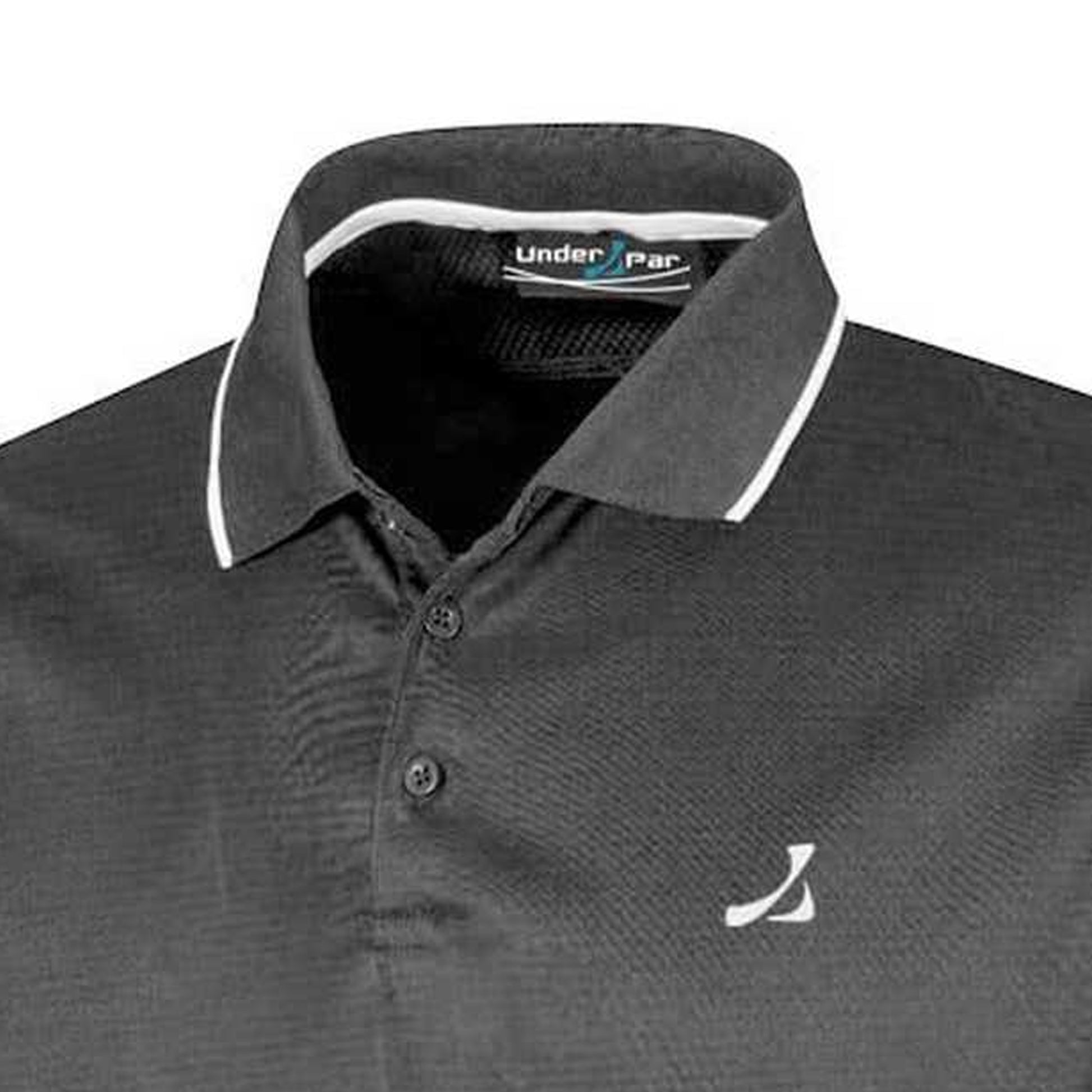 Charcoal - Side - Under Par Mens Waffle Knit Polo Shirt