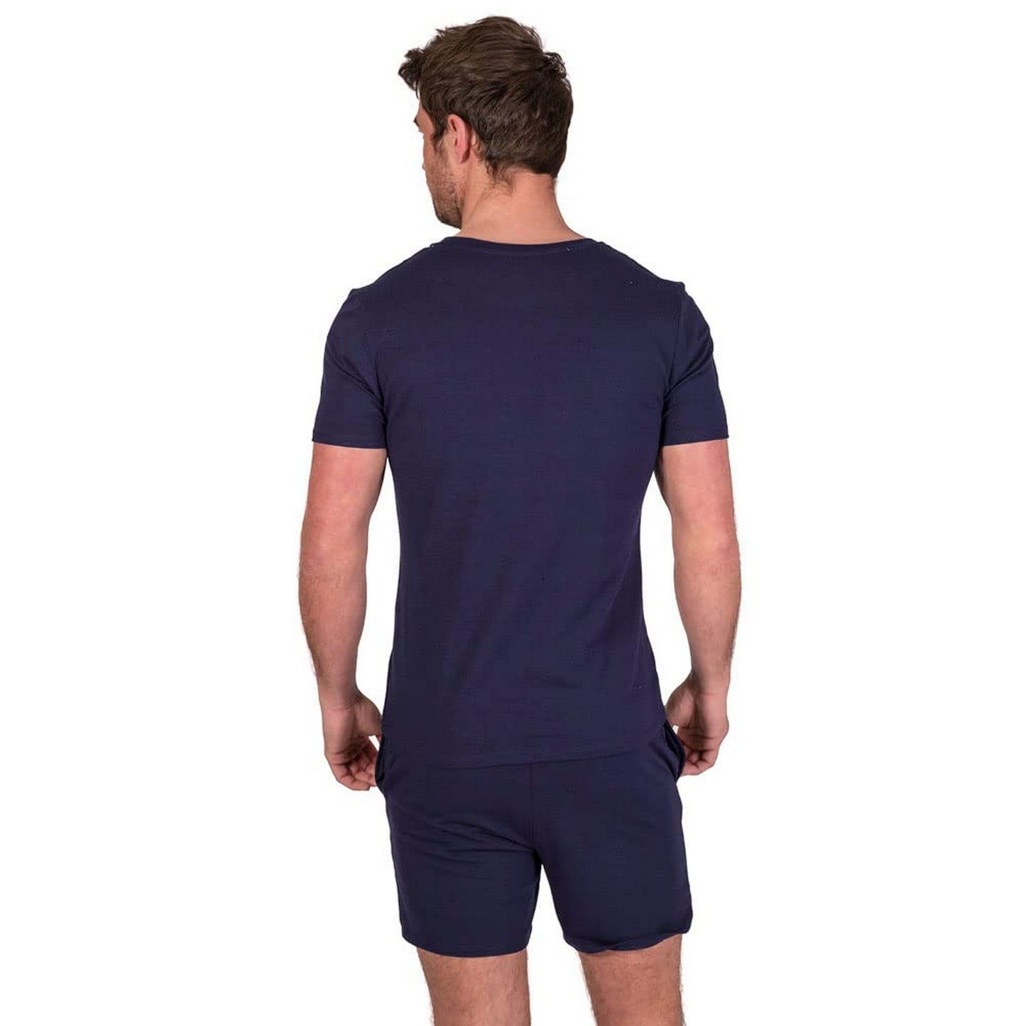 Navy Blue - Back - Light And Shade Mens Classic Short Pyjama Set