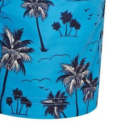 Blue - Lifestyle - RIPT Essentials Boys Palm Tree Swim Shorts
