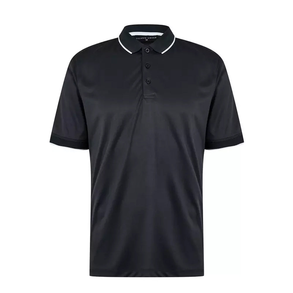 Black - Front - Island Green Mens Performance Polo Shirt