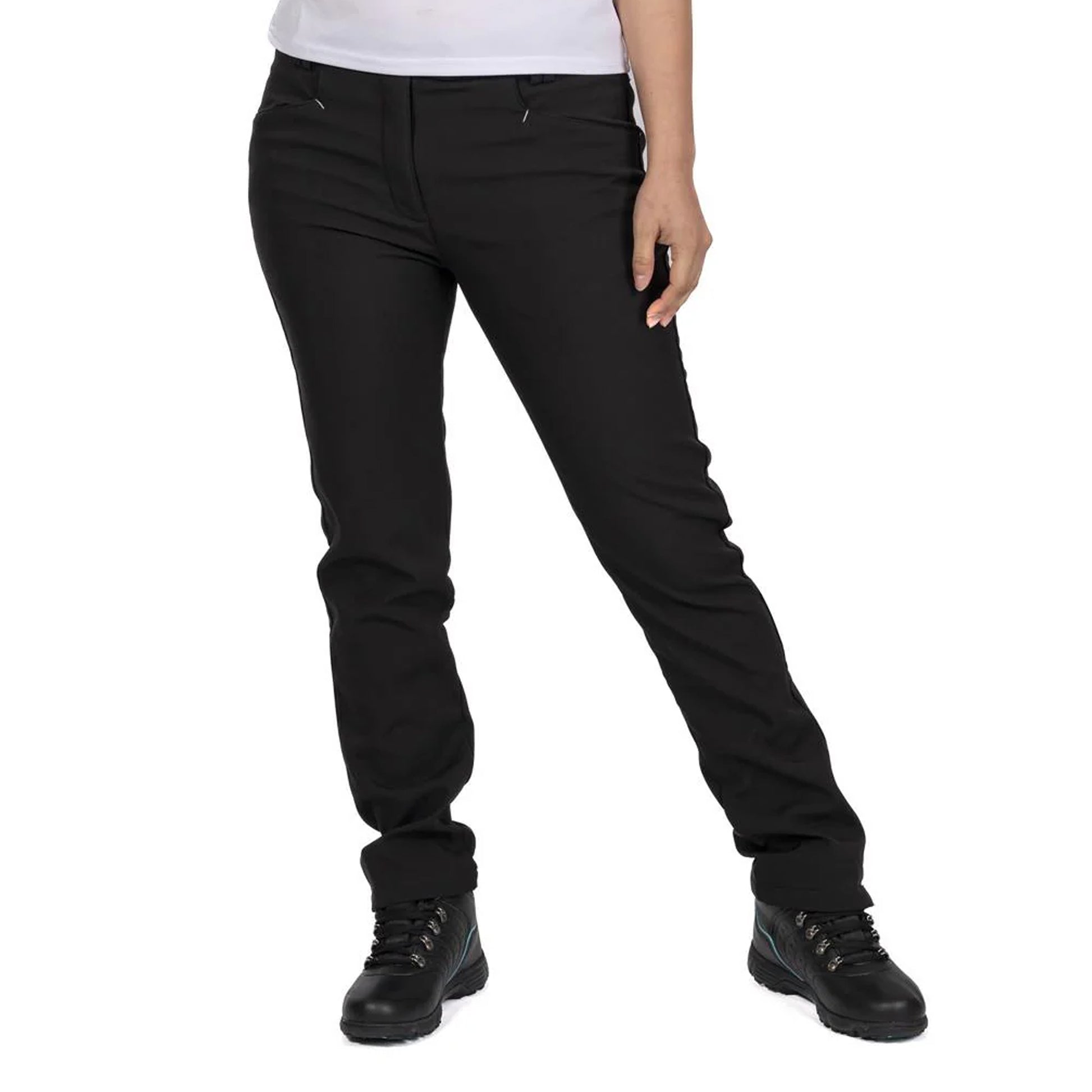 Black - Side - Island Green Womens-Ladies Bonded All Weather Golf Trousers