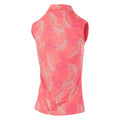 Coral Pink - Back - Island Green Womens-Ladies Leaf Print Sleeveless Polo Shirt