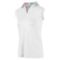 White - Front - Island Green Womens-Ladies Leaf Print Sleeveless Polo Shirt