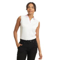 White - Lifestyle - Island Green Womens-Ladies Leaf Print Sleeveless Polo Shirt