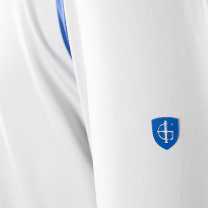 Silver Grey-Royal Blue - Side - Island Green Mens Colour Block Panelled Golf Top Layer