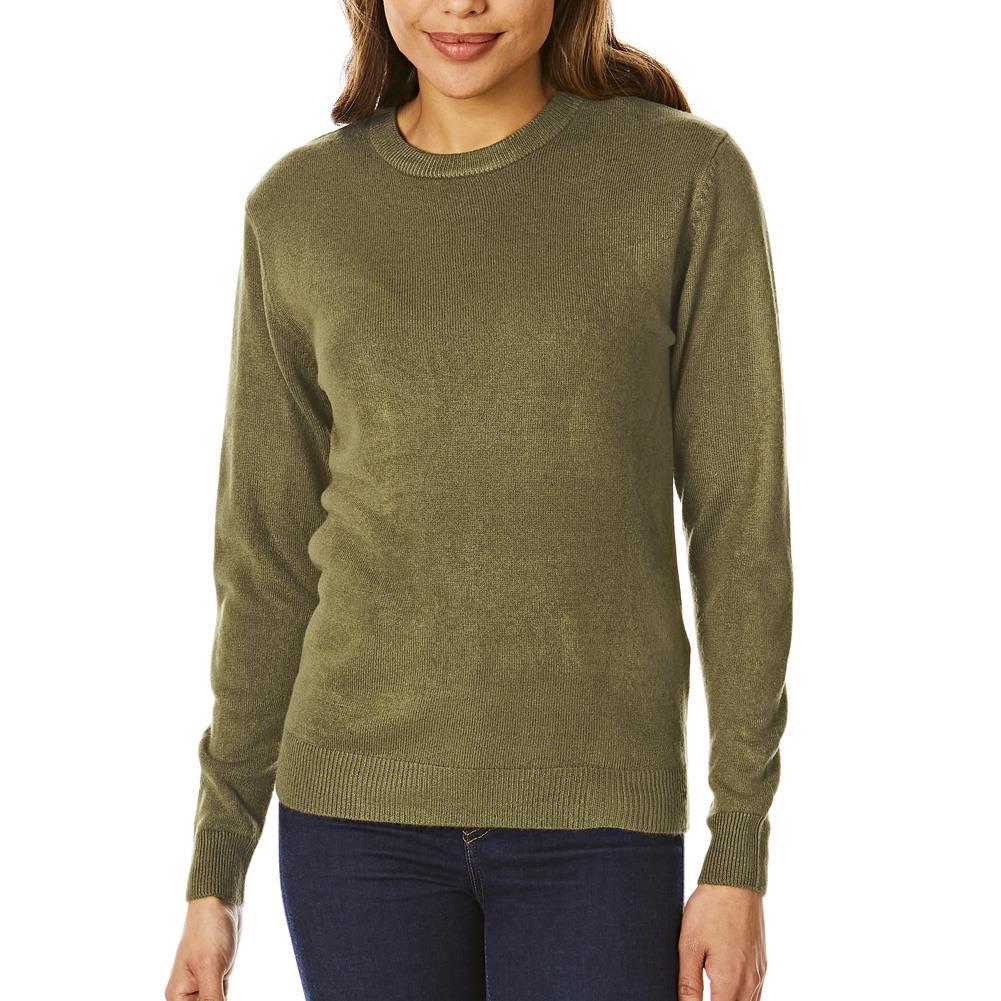 Khaki Green - Front - Light And Shade Womens-Ladies Soft Touch Crew Neck Jumper