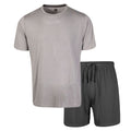 Light Grey Marl-Charcoal - Front - Light And Shade Mens Crew Neck Short Pyjama Set