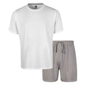 White-Light Grey - Front - Light And Shade Mens Crew Neck Short Pyjama Set