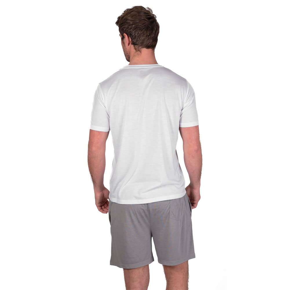 White-Light Grey - Side - Light And Shade Mens Crew Neck Short Pyjama Set
