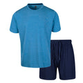 Blue-Navy Blue - Front - Light And Shade Mens Crew Neck Short Pyjama Set