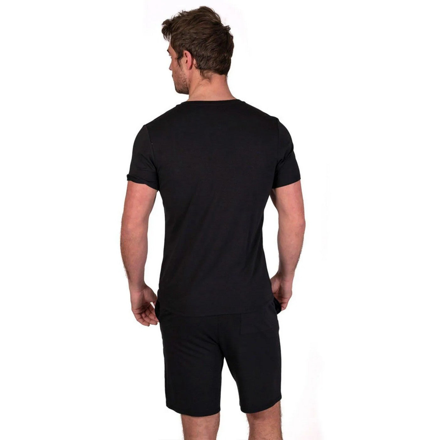 Black - Lifestyle - Light And Shade Mens Classic V Neck Pyjama Set