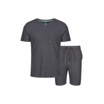 Charcoal Grey - Front - Light And Shade Mens Classic V Neck Pyjama Set