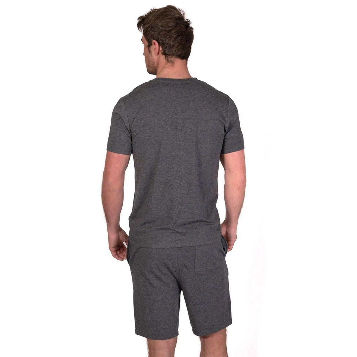 Charcoal Grey - Back - Light And Shade Mens Classic V Neck Pyjama Set