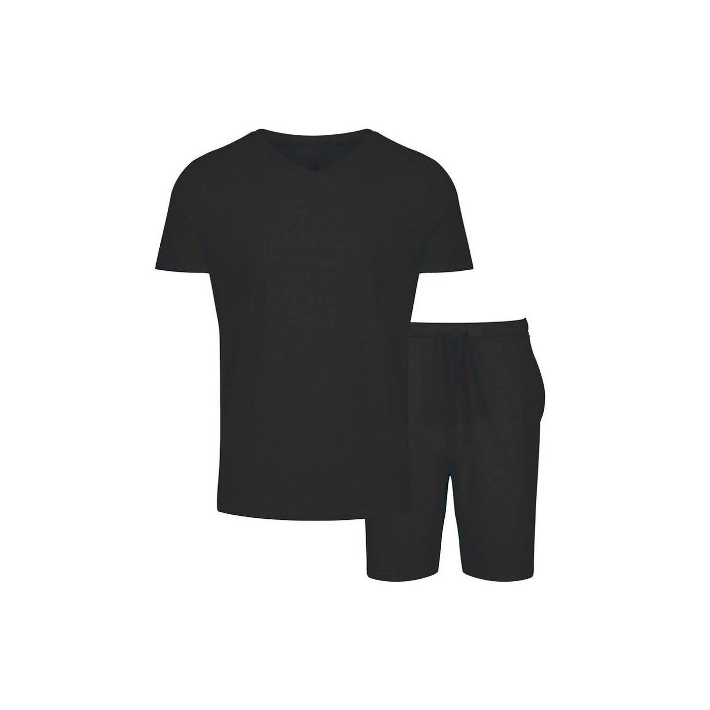 Black - Front - Light And Shade Mens Classic V Neck Pyjama Set