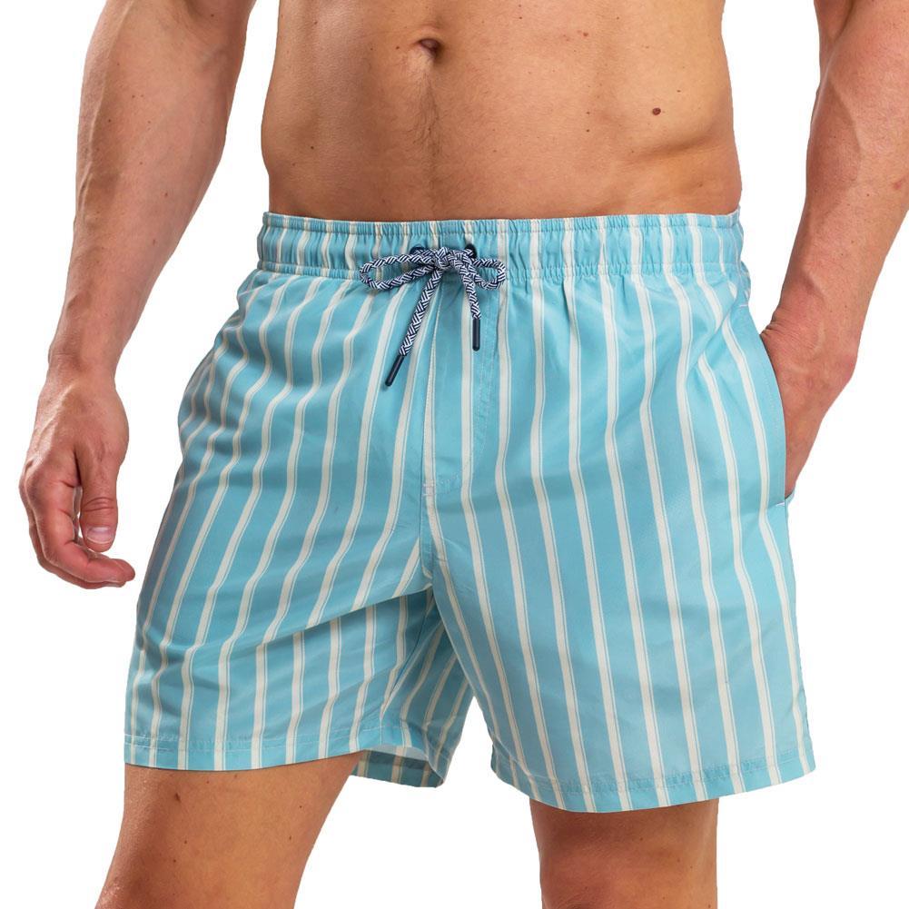 Light Blue - Front - RIPT Essentials Mens Stripe Swim Shorts