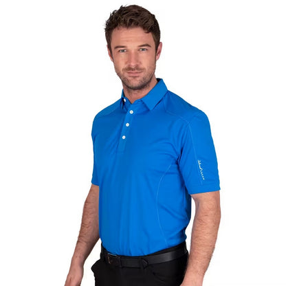 Marine - Side - Island Green Mens Topstitched Golf Polo Shirt